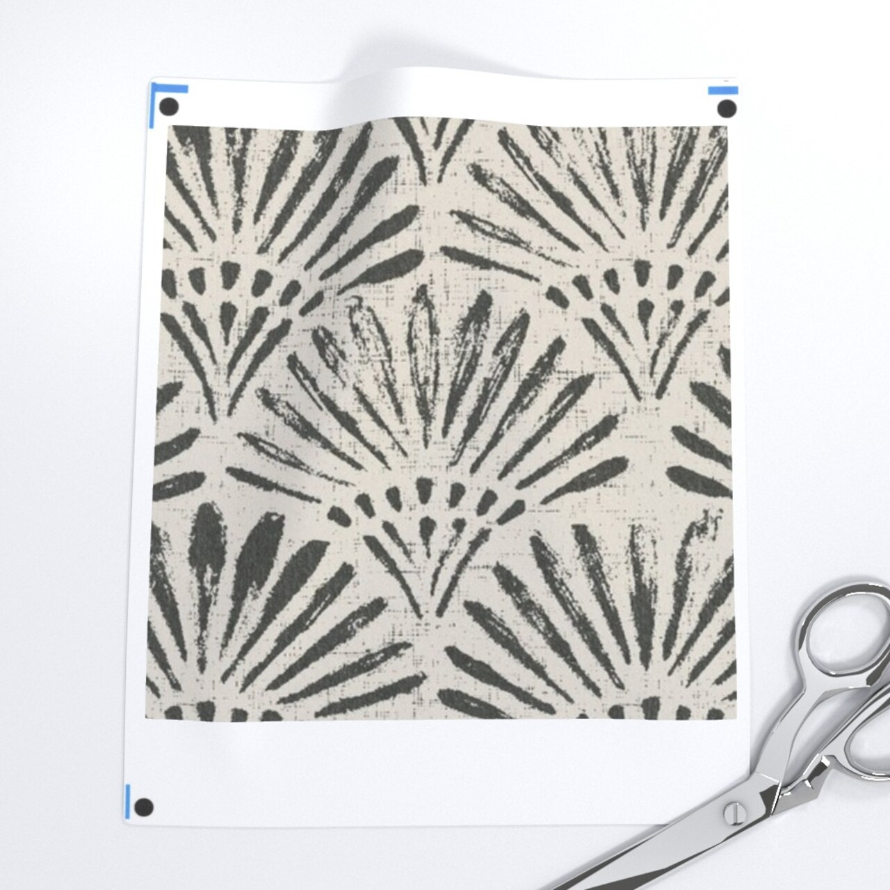 Art Deco Scallop Black Tan Geometric Arches Boho Weathered Block Print 1920S Custom Printed Fabric by Spoonflower Various Fabrics by the Yard or Fat Quarter
